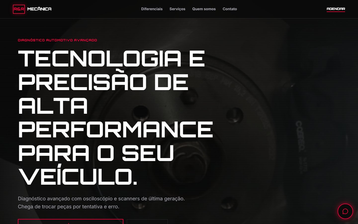Site institucional para oficina mecânica, desenvolvido pela Constela